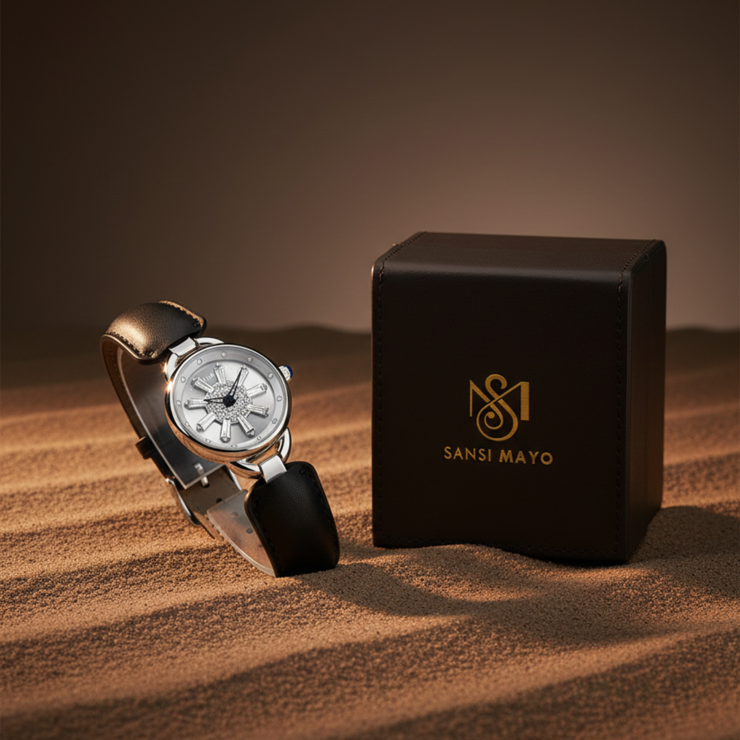 Aurora Black Silver Quartz Watch