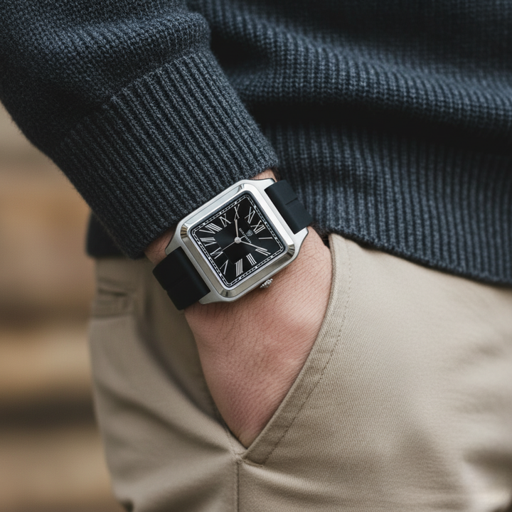 Charcoal Black Square Analog