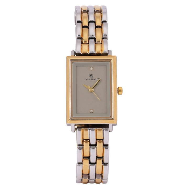 Sansi Mayo Women’s Watch, Bangle & Ring Gift Set — Two-Tone Silver Gold with Grey Dial & Crystal Egyptian Stone