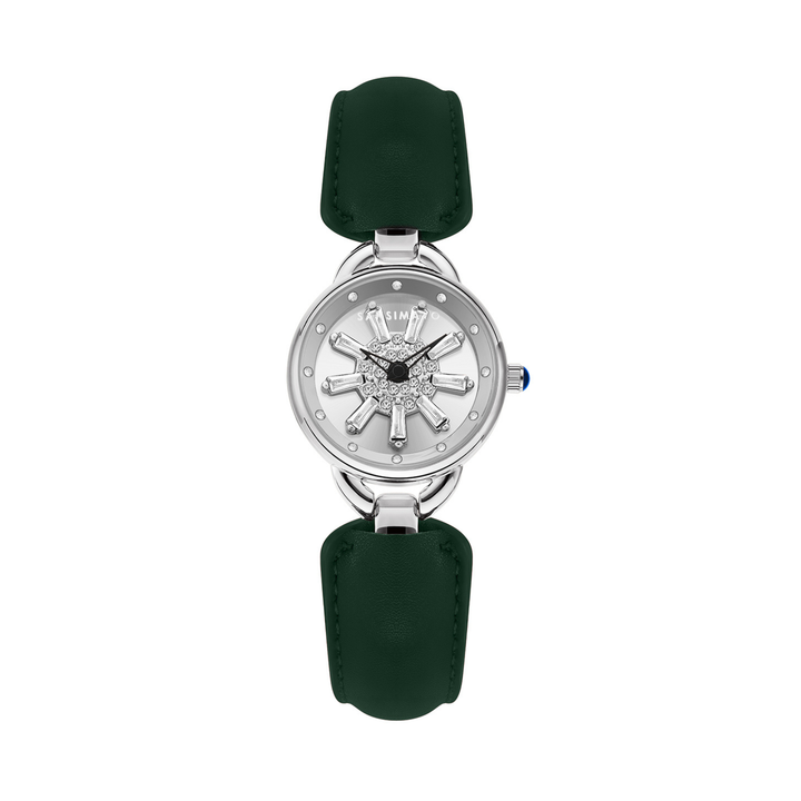 Aurora Green Silver Quartz Watch