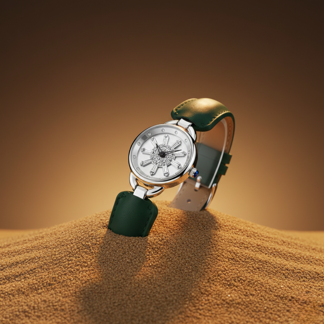 Aurora Green Silver Quartz Watch