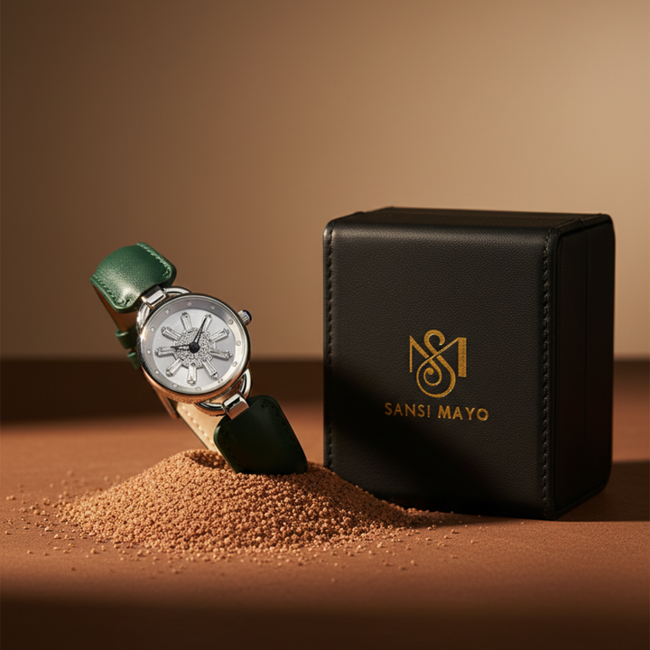 Aurora Green Silver Quartz Watch