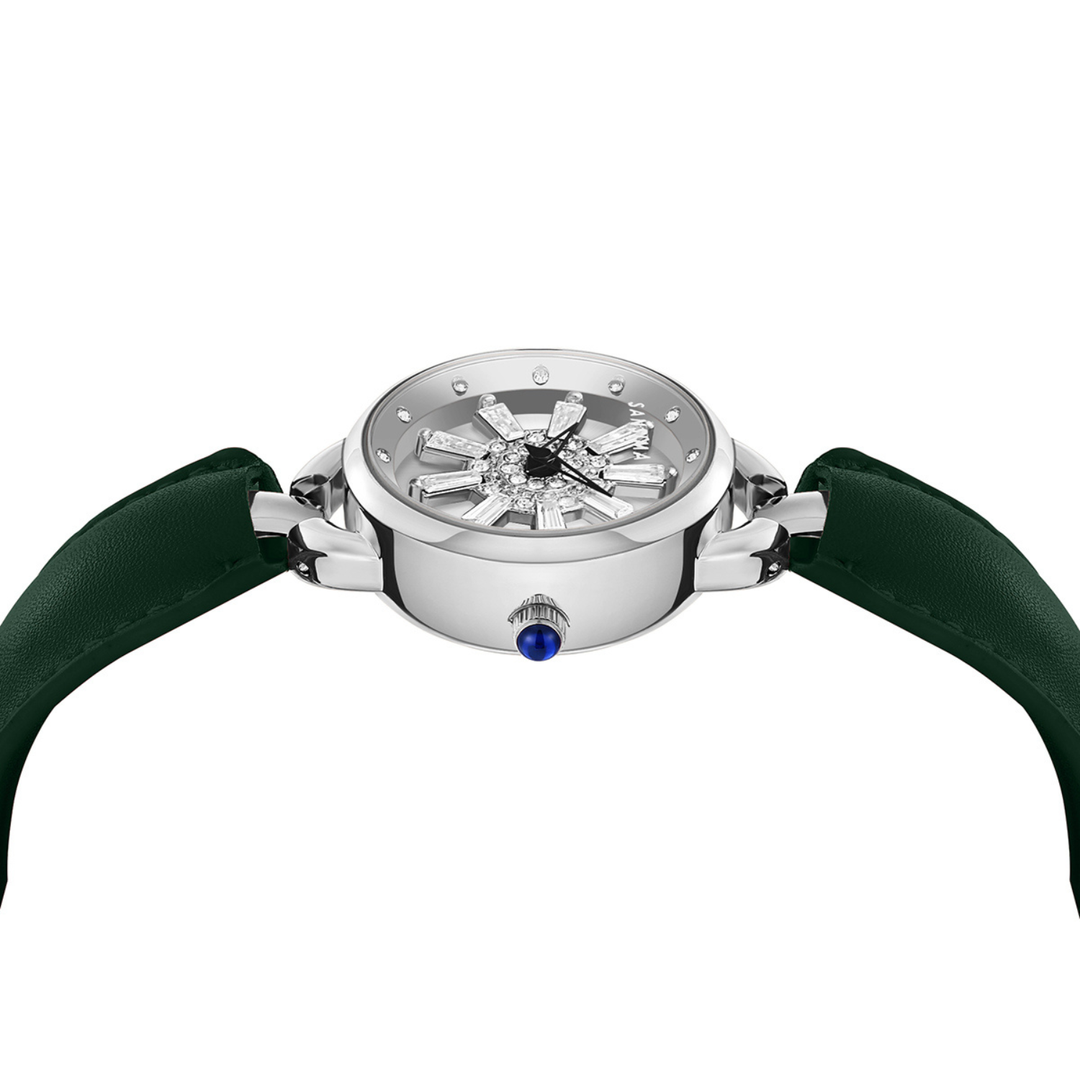 Aurora Green Silver Quartz Watch