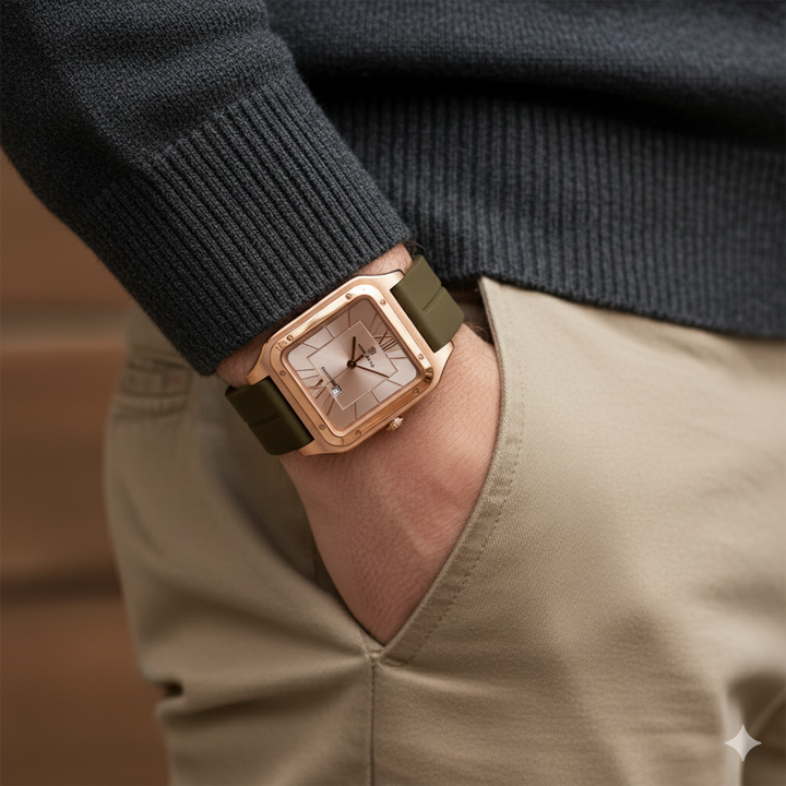 Rose Gold Elegance Square Analog