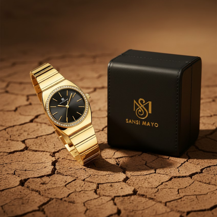 Black Dial Gold Watch — Egyptian Stone Edition