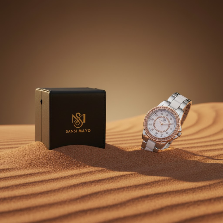 Round Two Tone  Rose Gold Wrist Watch