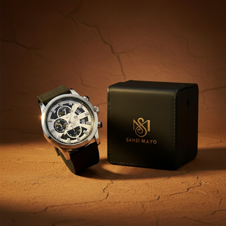 Round Two Tone Wrist Watch Silver