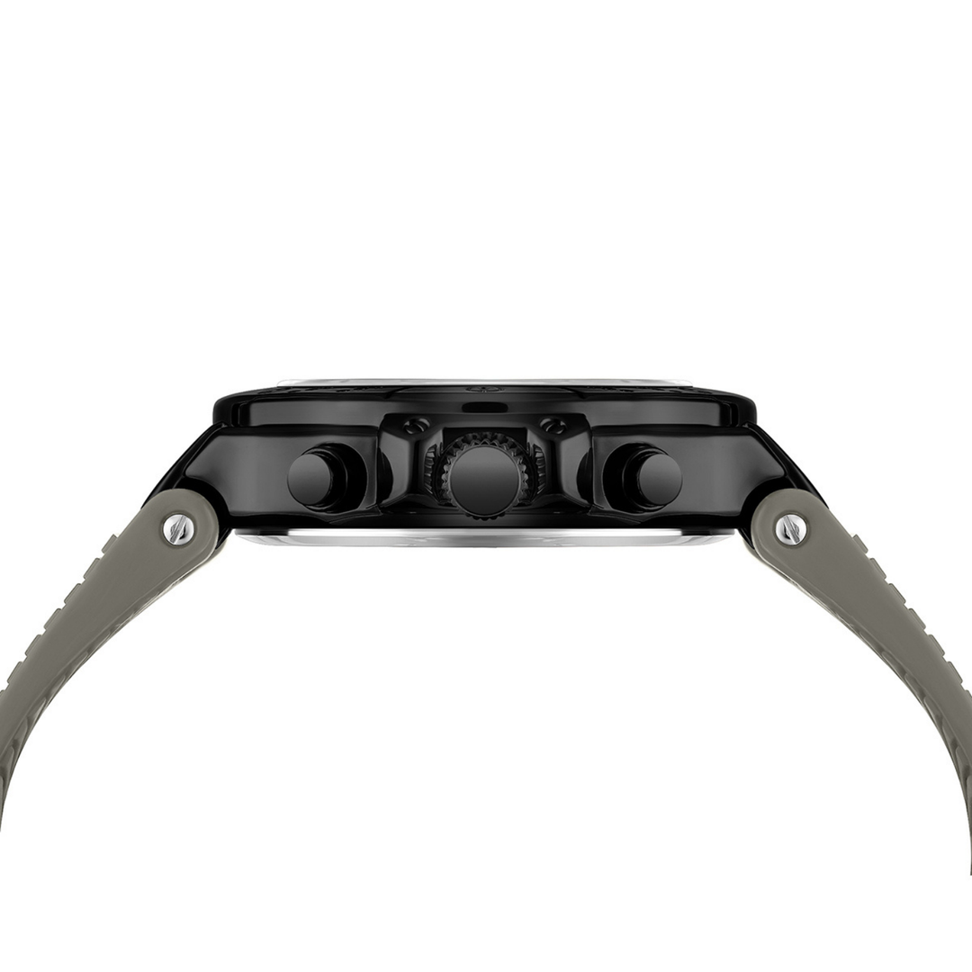 Romano Grey Dial Men’s Watch — Black Case & Silicone Strap