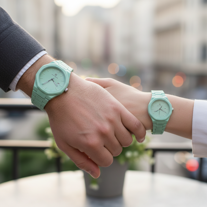 Couple Sea Green Elegance Wrist Watch Sets