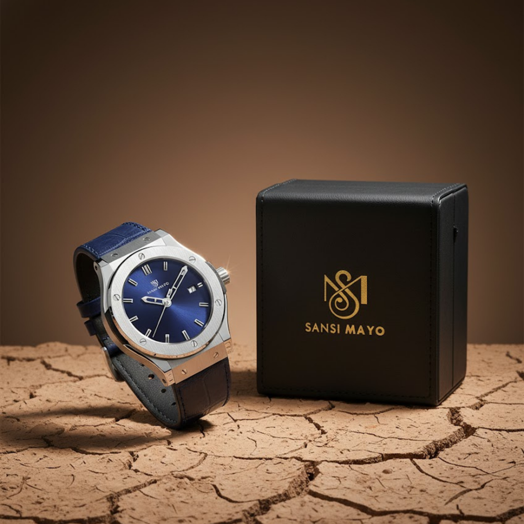 Sapphire Blue Leather Analog