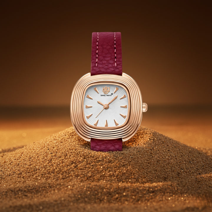 Verona Red Strap Rose Gold Watch for Women