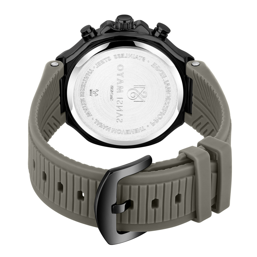 Romano Grey Dial Men’s Watch — Black Case & Silicone Strap