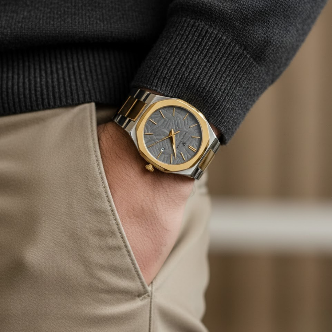 Ash Grey Two-Tone Steel Analog