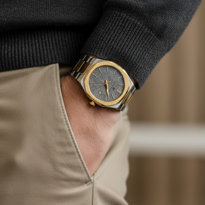 Ash Grey Two-Tone Steel Analog