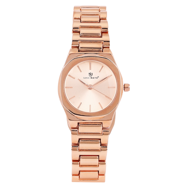 Sansimayo Women’s Rose Gold Watch with Bangle & Ring Set – Crystal Egyptian Stone