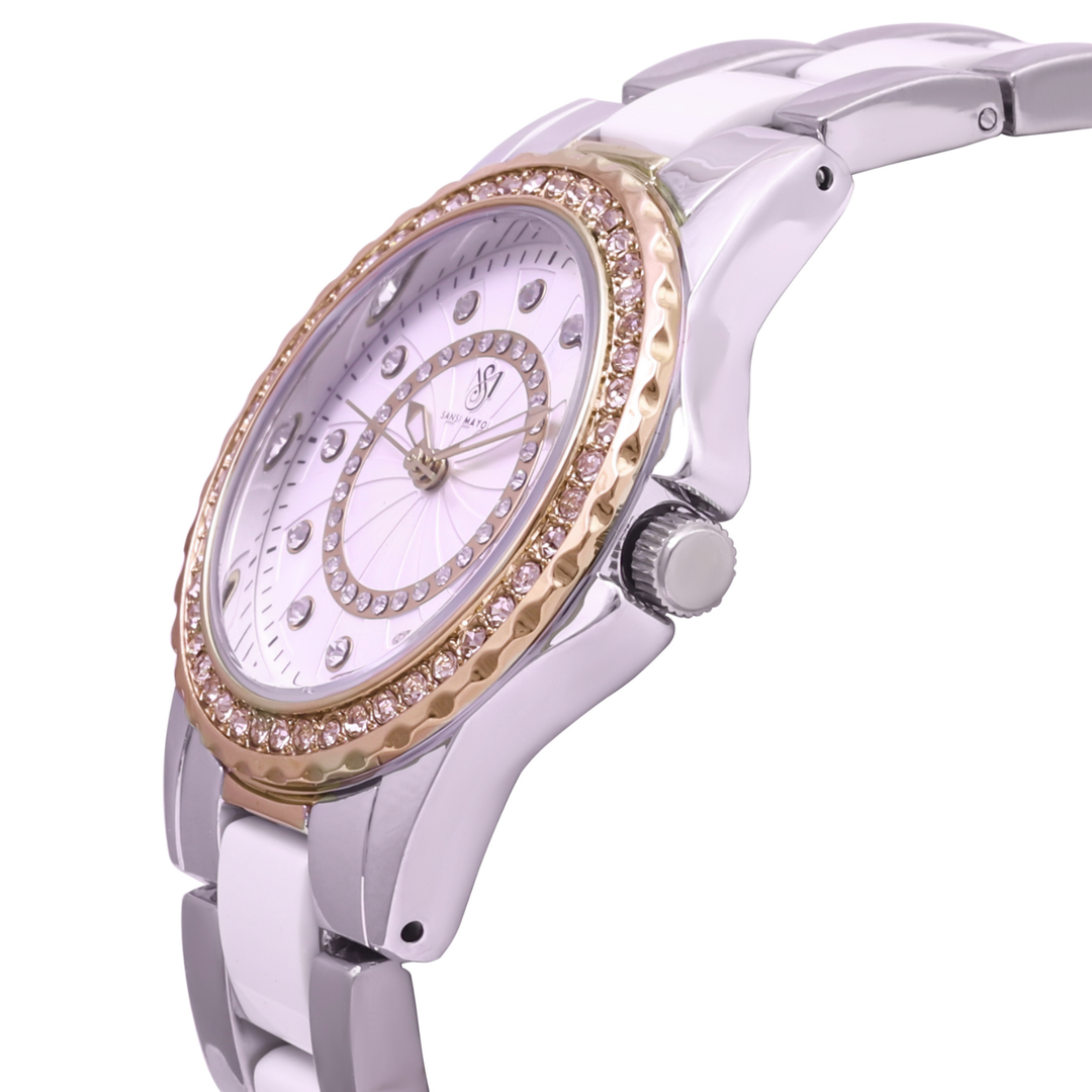 Round Two Tone  Rose Gold Wrist Watch