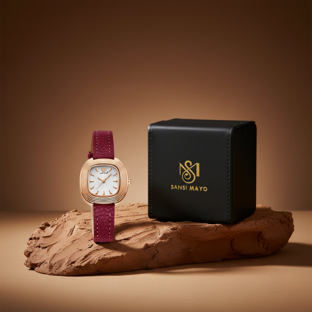 Verona Red Strap Rose Gold Watch for Women