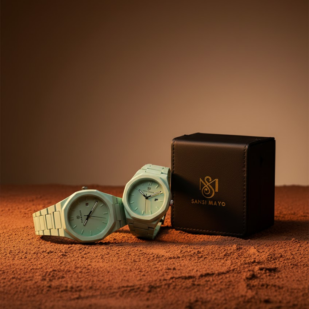 Couple Sea Green Elegance Wrist Watch Sets