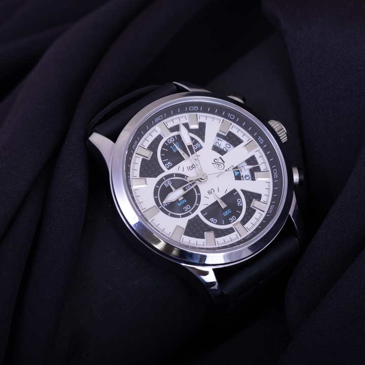 Round Two Tone Wrist Watch Silver