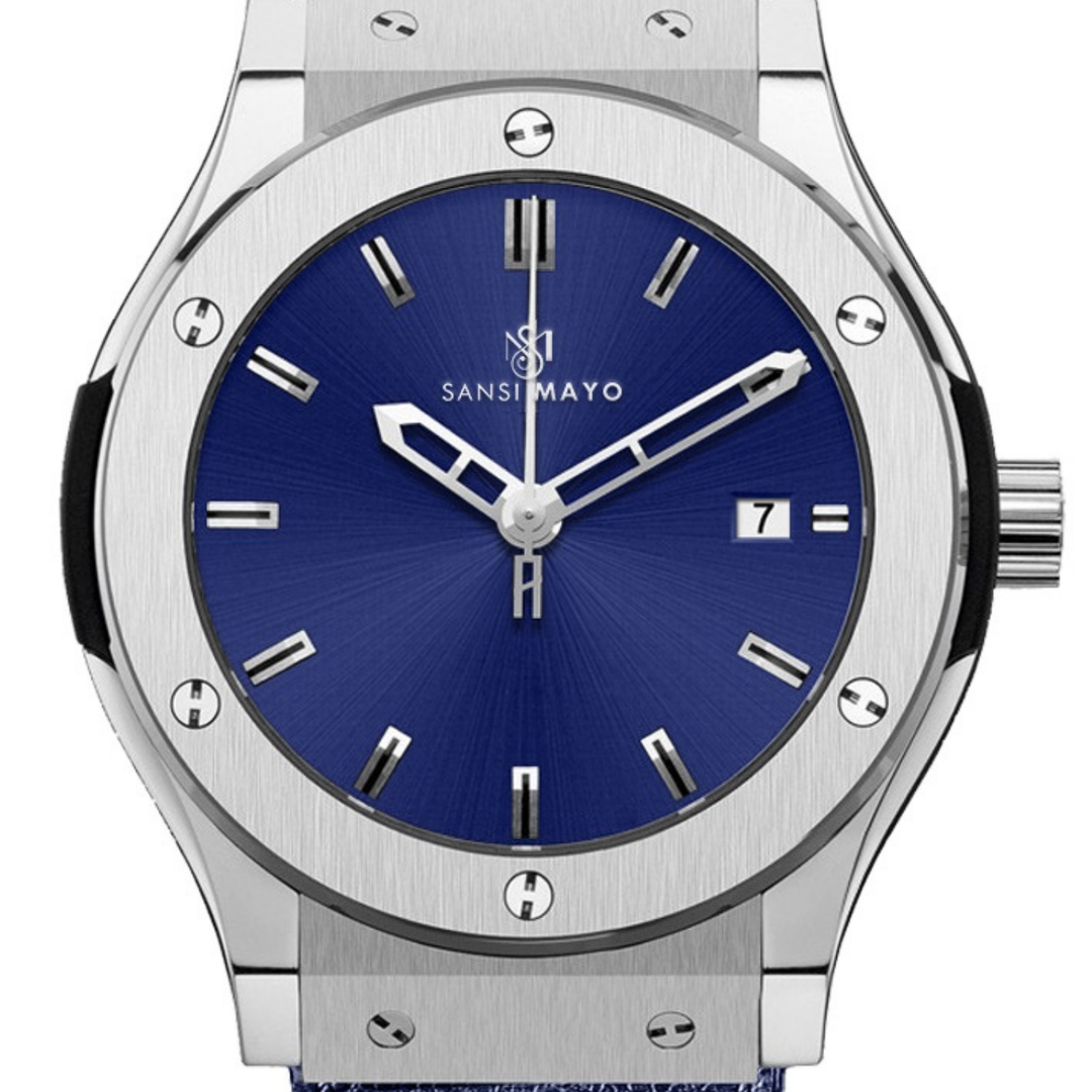 Sapphire Blue Leather Analog