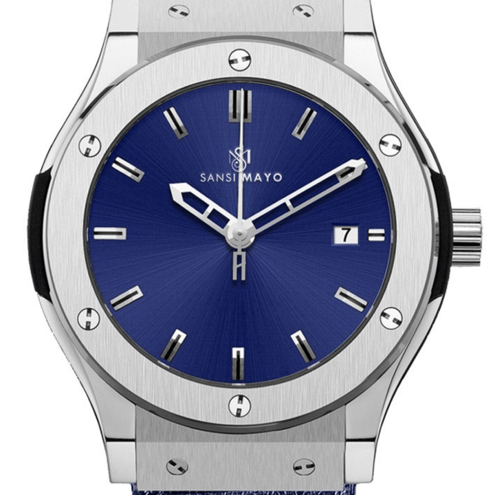 Sapphire Blue Leather Analog