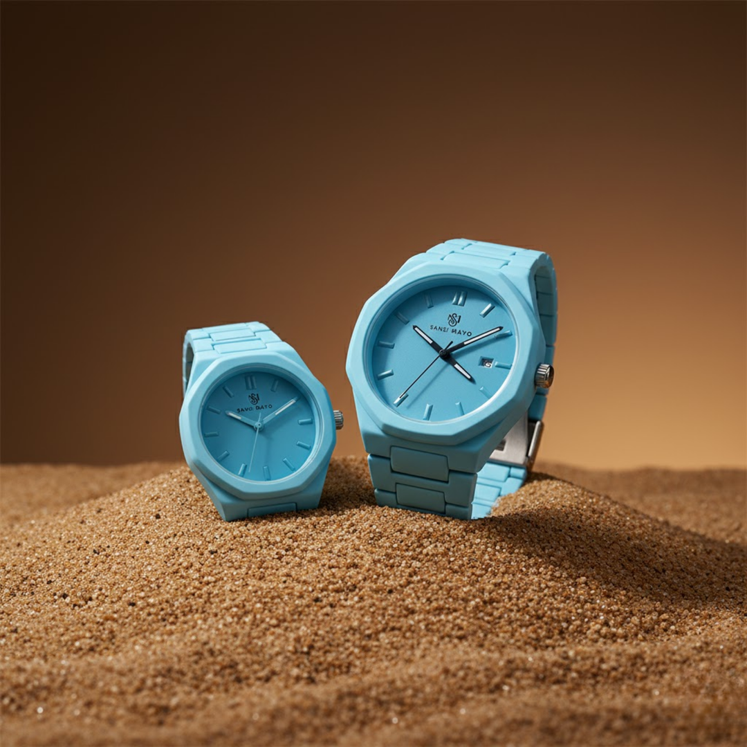 Couple Sky Blue Serenity Wrist Watch Set
