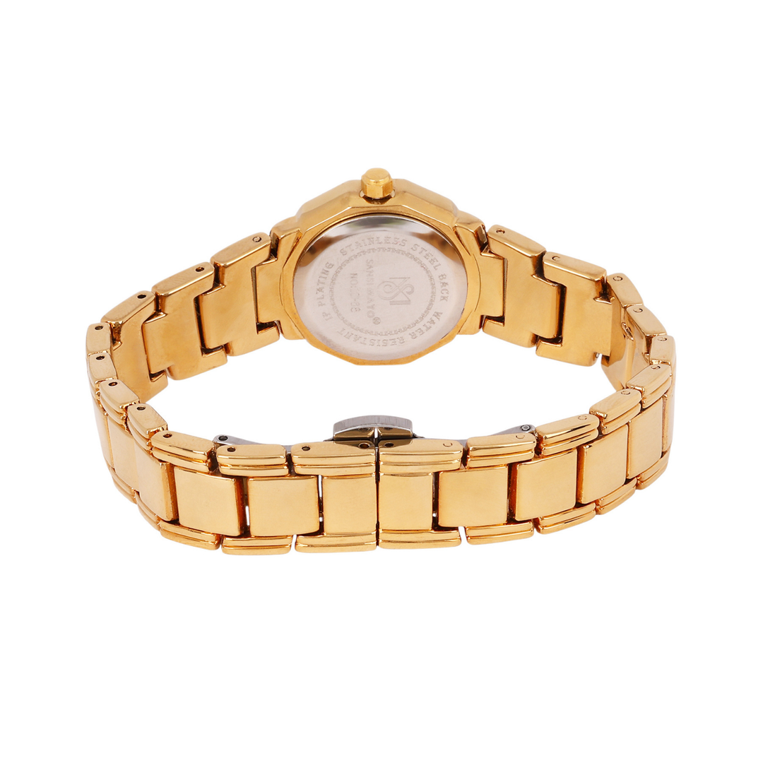 Sansi Mayo Women’s Watch & Jewellery Gift Set — Gold with Black Dial & Egyptian Stone