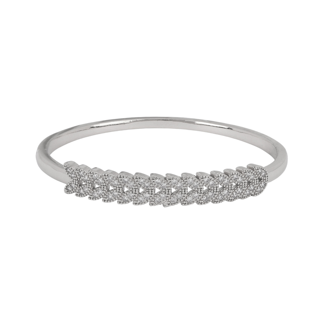 Sansimayo Women’s White Dial Watch with Bangle & Ring Set – Two Tone Silver Gold