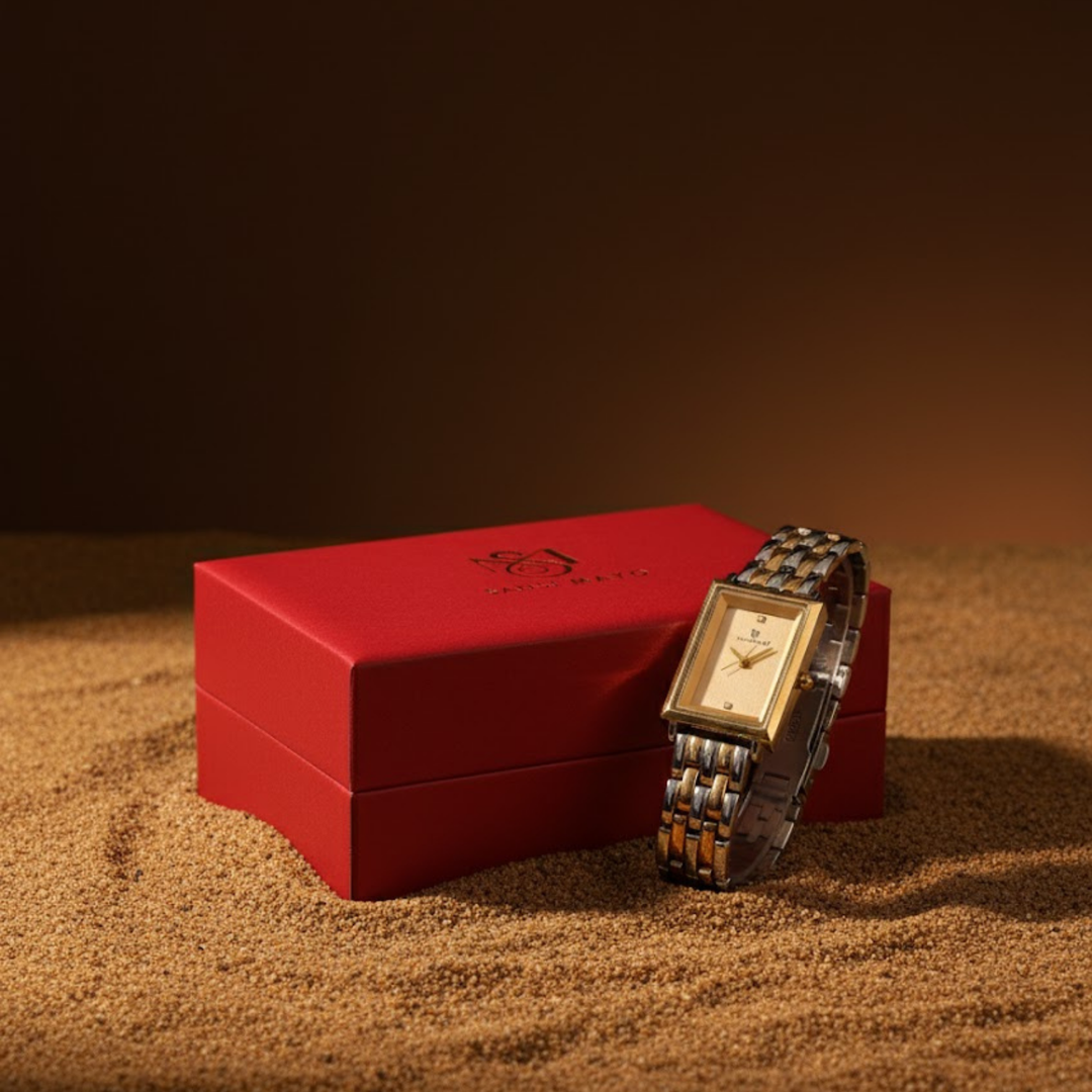 Sansimayo Women’s Grey Dial Watch with Bracelet – Two Tone Silver Gold