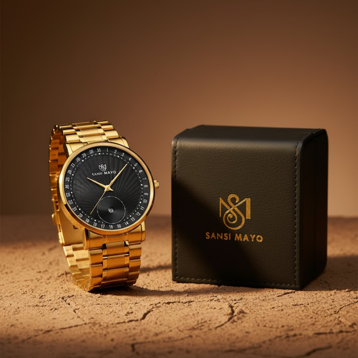 Gold Black Date Dial Quartz