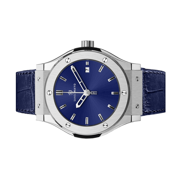 Sapphire Blue Leather Analog