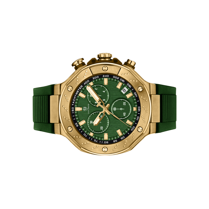 Romano Green Dial Men’s Watch — Gold Case & Green Silicone Strap