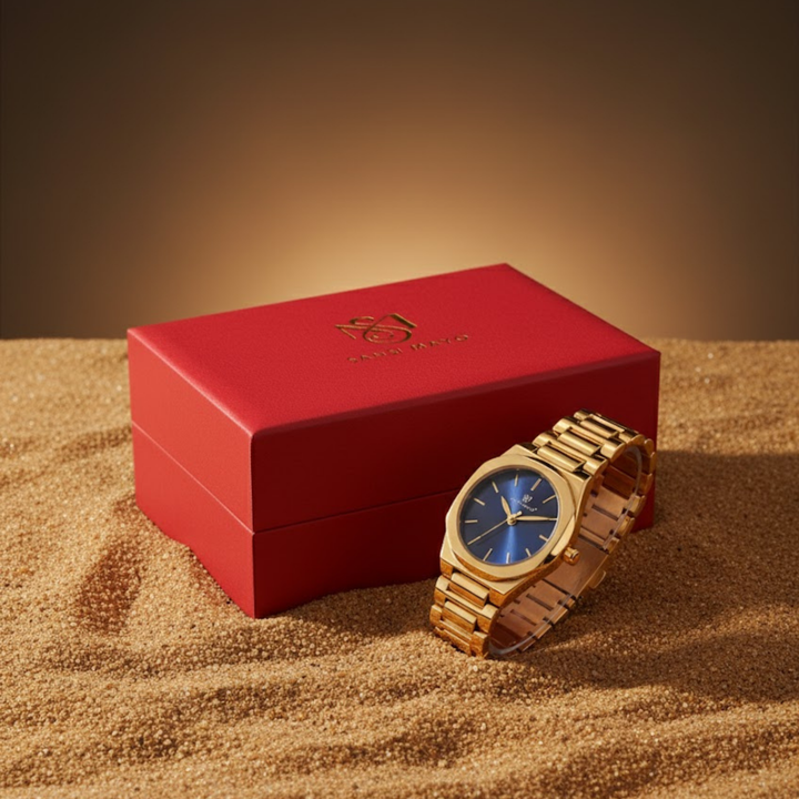 Sansimayo Women’s Blue Dial Watch with Bracelet – Gold Finish