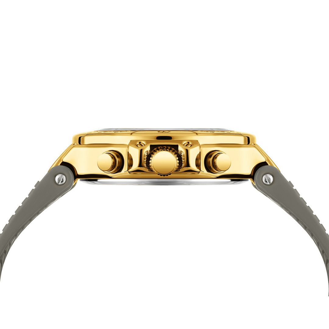 Romano Grey Dial Watch — Grey Strap, Gold Case for Men