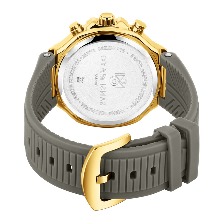 Romano Grey Dial Watch — Grey Strap, Gold Case for Men
