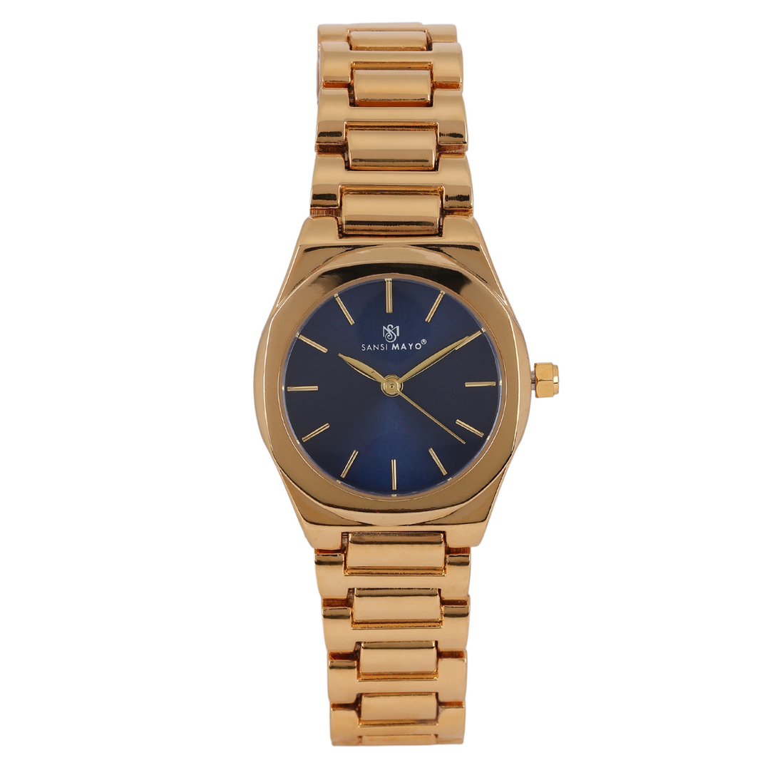 Sansimayo Women’s Blue Dial Watch with Bracelet – Gold Finish
