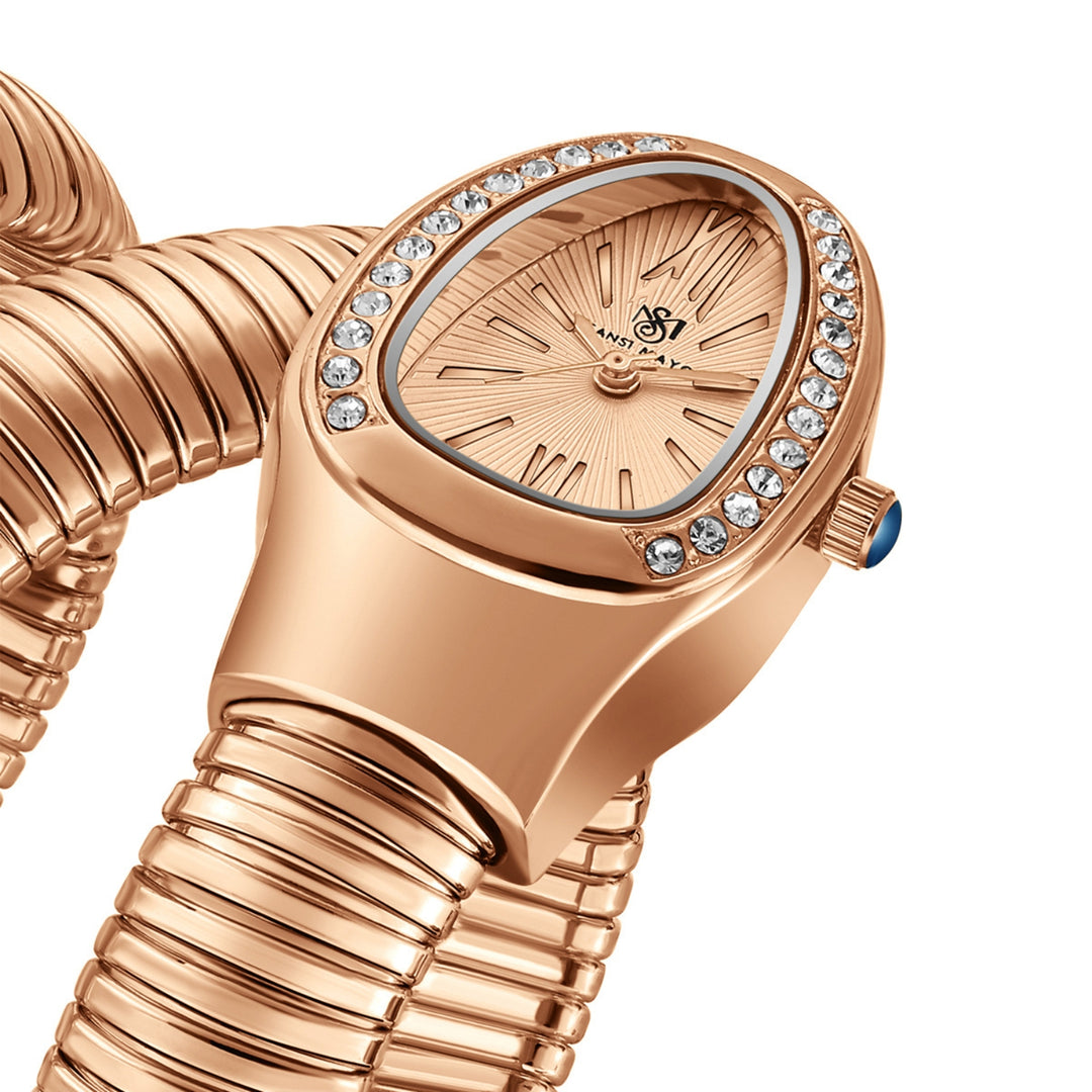 Snake 2.0 Rose Gold Coil Bracelet Watch — Rose Gold Dial | Sansi Mayo