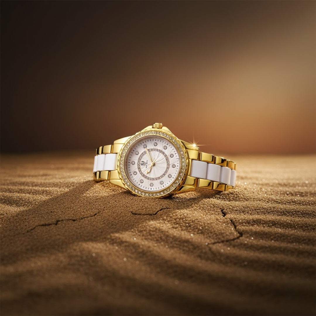 Round Two Tone Gold Elegance Wrist Watch