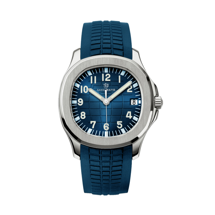 Round Blue Steel Wrist Watch