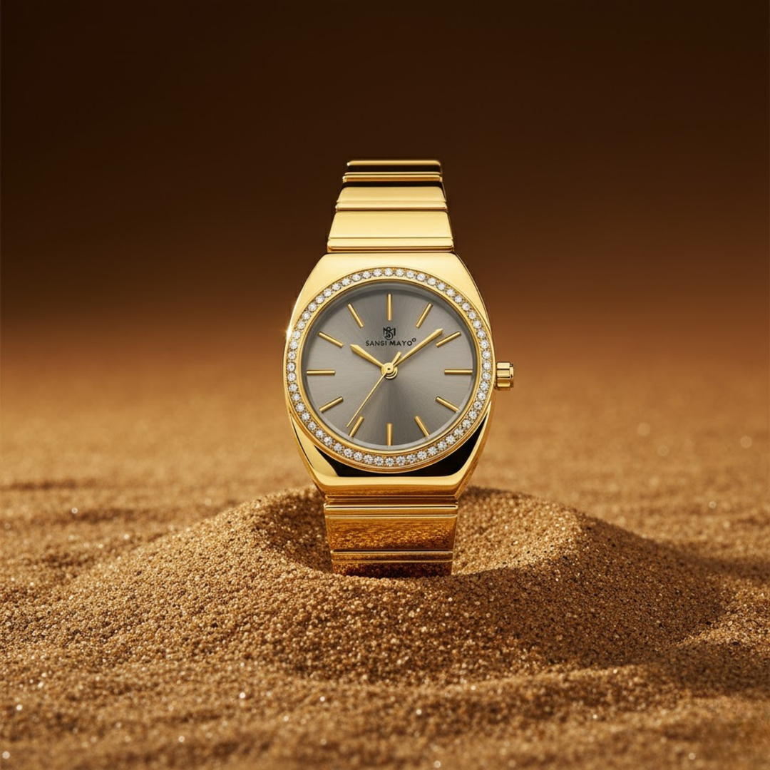 Grey Dial Gold Watch — Egyptian Stone Edition