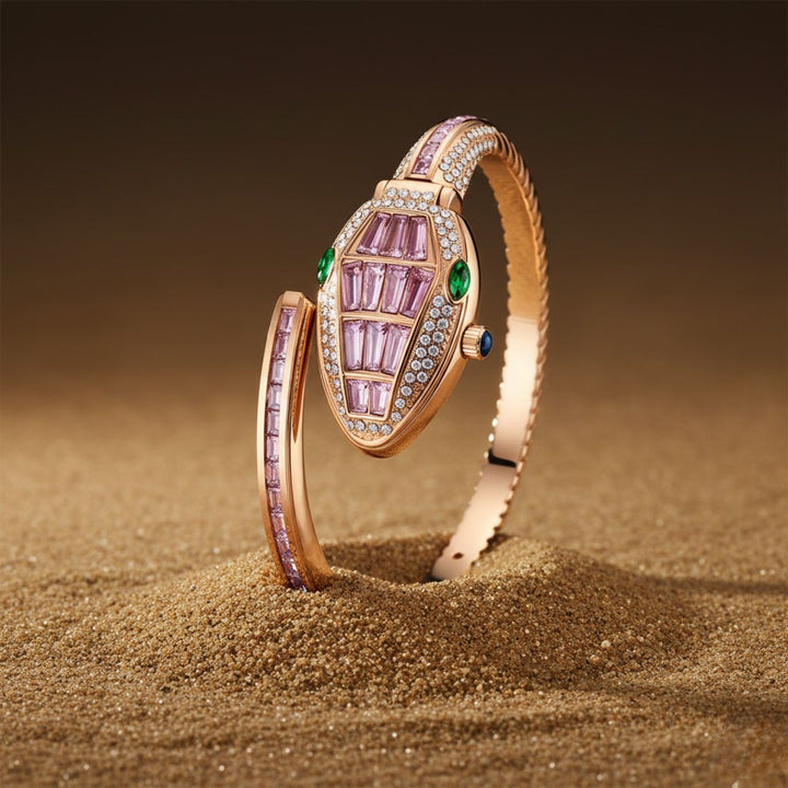 Python Rose Gold And Pink Bracelet Watch – White Dial (PI) | Sansi Mayo