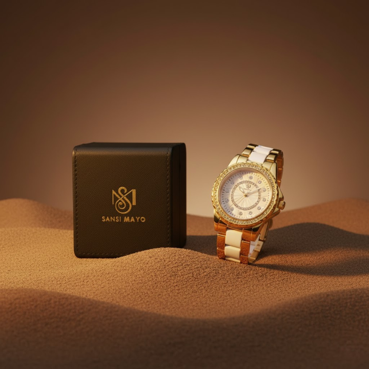 Round Two Tone Gold Elegance Wrist Watch