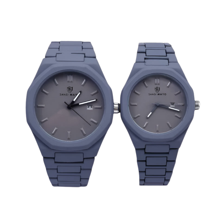 Couple Gray Horizon Wrist Watch Set