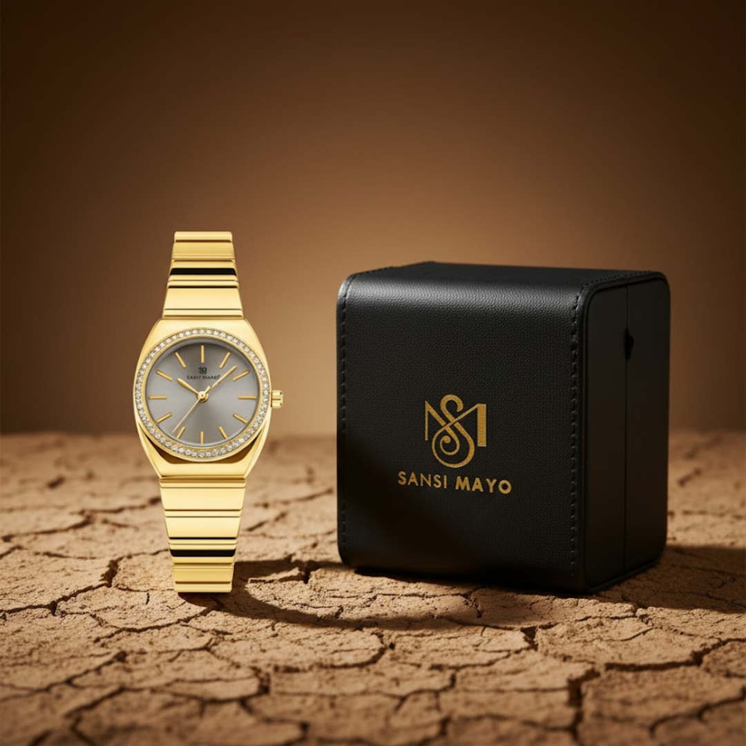 Grey Dial Gold Watch — Egyptian Stone Edition