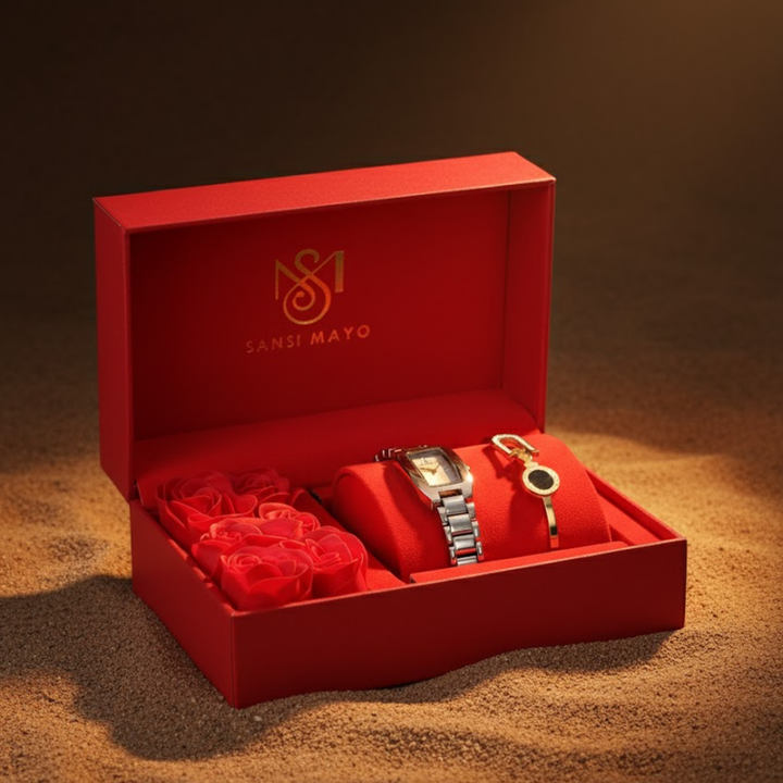 Sansimayo Women’s White Dial Watch with Bracelet – Silver Rose Gold Edition