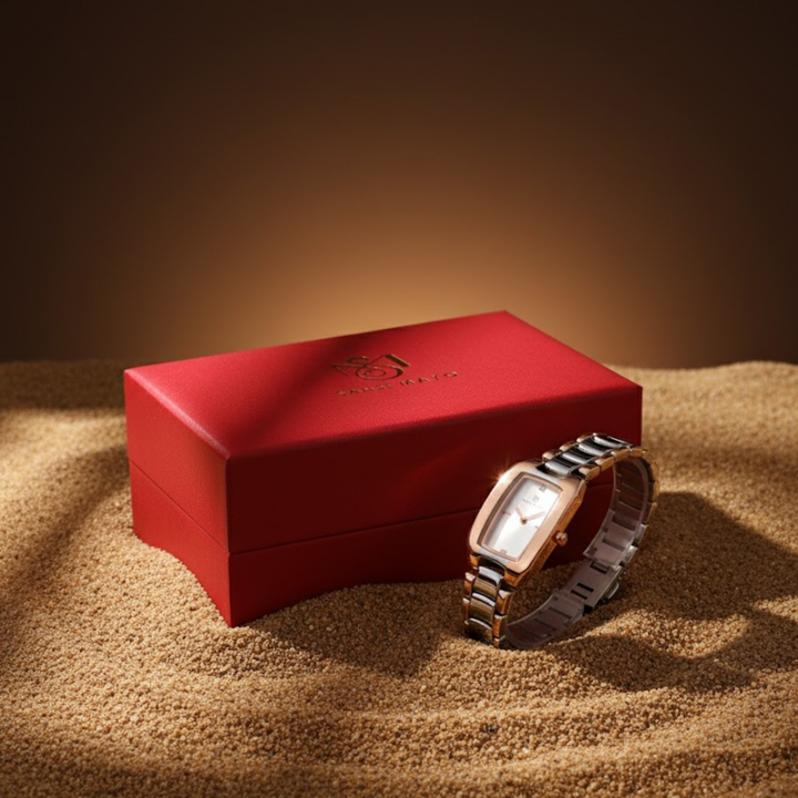 Sansimayo Women’s White Dial Watch with Bracelet – Silver Rose Gold Edition