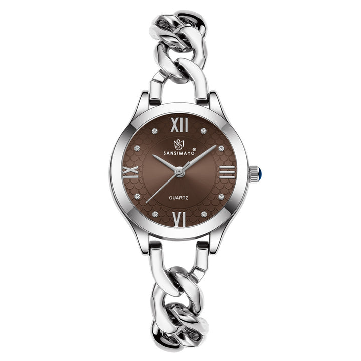 Zeenat Silver Brown Dial Quartz Watch