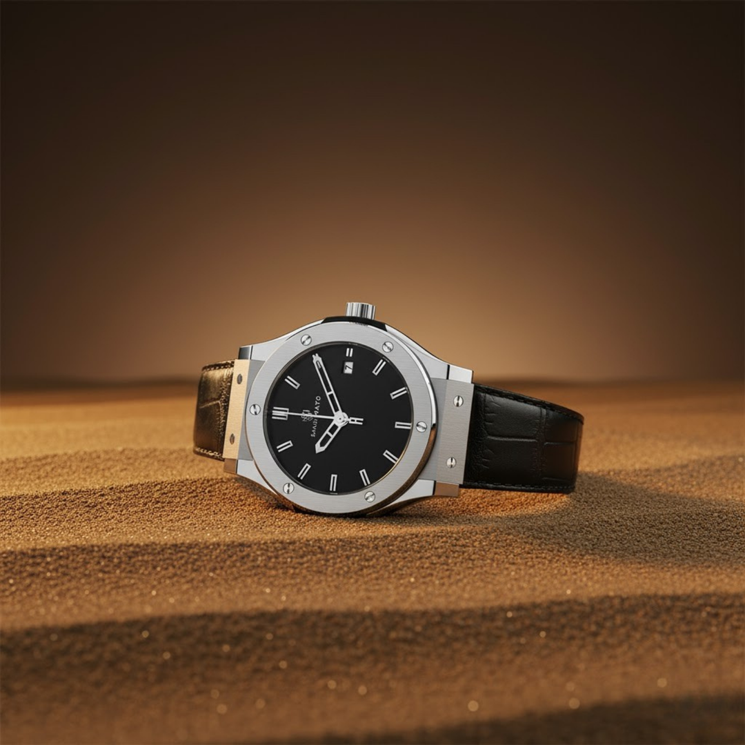 Midnight Black Leather Analog