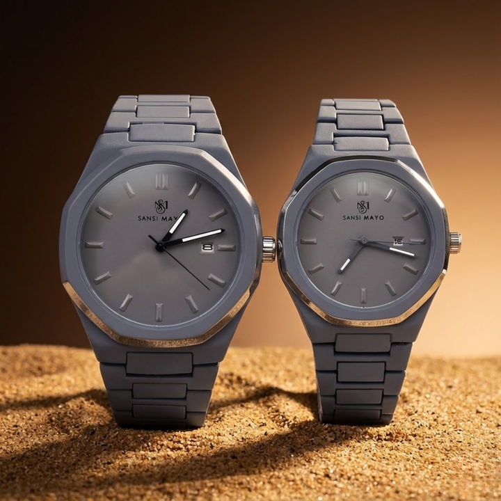 Couple Gray Horizon Wrist Watch Set