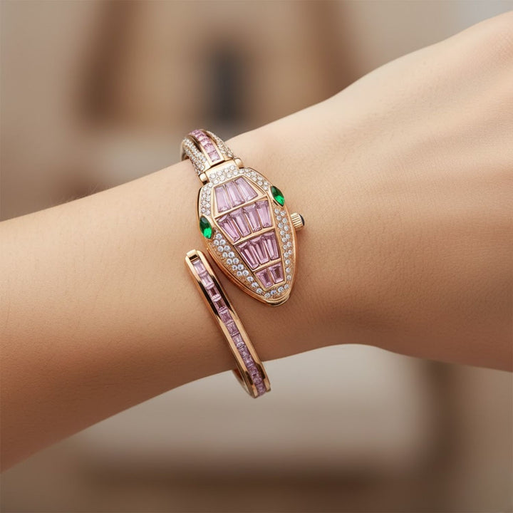 Python Rose Gold And Pink Bracelet Watch – White Dial (PI) | Sansi Mayo